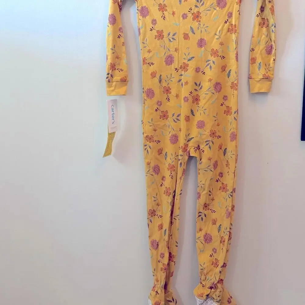 Carter's Toddler Girls Yellow 1 Piece Floral Print Snug Fit Footed Pajamas
